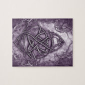 Triquetra Trinity Knot Lavender Paars Faux Metal Legpuzzel (Horizontaal)