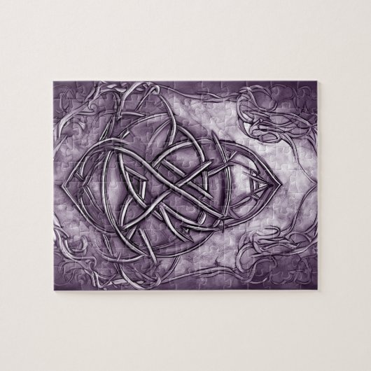 Triquetra Trinity Knot Lavender Paars Faux Metal Legpuzzel (Horizontaal)