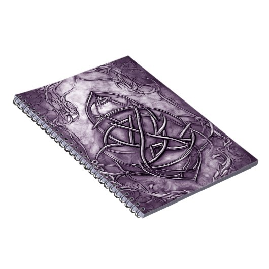 Triquetra Trinity Knot Lavender Paars Faux Metal Notitieboek (Rechterzijde)