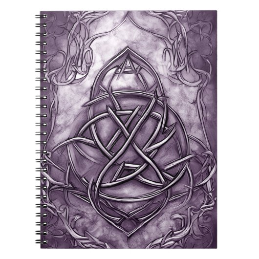 Triquetra Trinity Knot Lavender Paars Faux Metal Notitieboek (Voorkant)