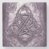 Triquetra Trinity Knot Lavender Paars Faux Metal Stenen Onderzetter (Voorkant)