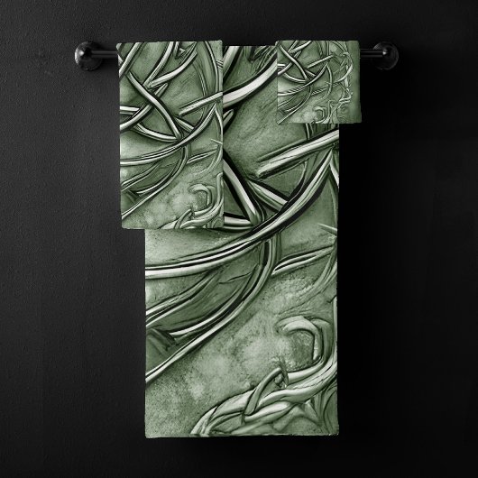 Triquetra Trinity Knot Sage Green Faux Metallic Bad Handdoek