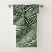 Triquetra Trinity Knot Sage Green Faux Metallic Bad Handdoek (Insitu)