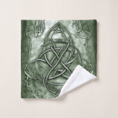 Triquetra Trinity Knot Sage Green Faux Metallic Bad Handdoek (Wasdoekje)