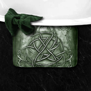 Triquetra Trinity Knot Sage Green Faux Metallic Badmat
