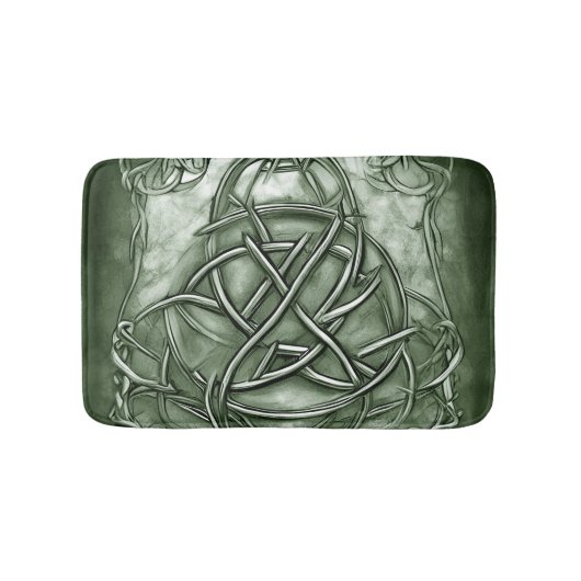 Triquetra Trinity Knot Sage Green Faux Metallic Badmat (Voorkant)
