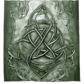 Triquetra Trinity Knot Sage Green Faux Metallic Douchegordijn (Voorkant)