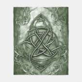Triquetra Trinity Knot Sage Green Faux Metallic Fleece Deken (Voorkant)