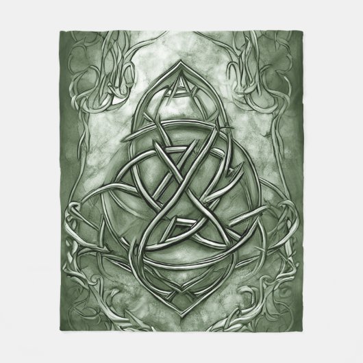 Triquetra Trinity Knot Sage Green Faux Metallic Fleece Deken (Voorkant)