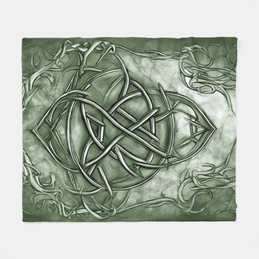 Triquetra Trinity Knot Sage Green Faux Metallic Fleece Deken (Voorkant (Horizontaal))