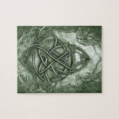 Triquetra Trinity Knot Sage Green Faux Metallic Legpuzzel (Horizontaal)