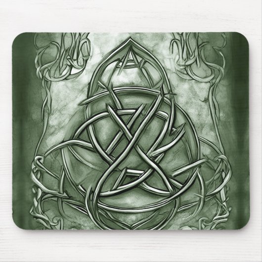 Triquetra Trinity Knot Sage Green Faux Metallic Muismat (Voorkant)