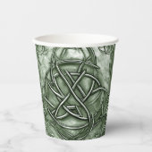Triquetra Trinity Knot Sage Green Faux Metallic Papieren Bekers (Voorkant)