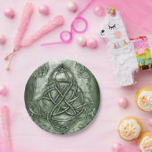 Triquetra Trinity Knot Sage Green Faux Metallic Papieren Bordje (Feest)