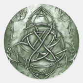 Triquetra Trinity Knot Sage Green Faux Metallic Ronde Sticker (Voorkant)
