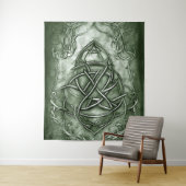 Triquetra Trinity Knot Sage Green Faux Metallic Wandkleed (In situ)