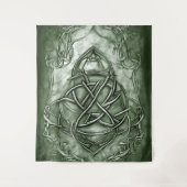 Triquetra Trinity Knot Sage Green Faux Metallic Wandkleed (Voorkant)