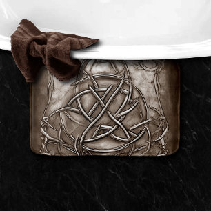 Triquetra Trinity Knot Sepia Faux Metallic Tin Badmat
