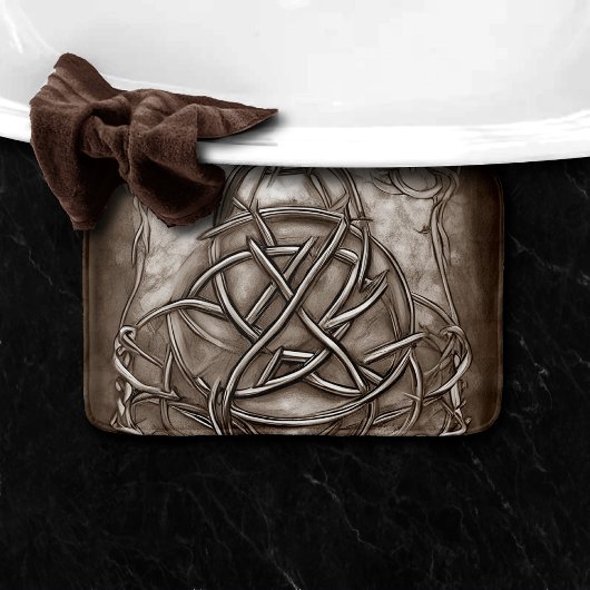 Triquetra Trinity Knot Sepia Faux Metallic Tin Badmat