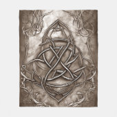 Triquetra Trinity Knot Sepia Faux Metallic Tin Fleece Deken (Voorkant)