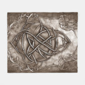 Triquetra Trinity Knot Sepia Faux Metallic Tin Fleece Deken (Voorkant (Horizontaal))
