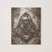 Triquetra Trinity Knot Sepia Faux Metallic Tin Legpuzzel (Verticaal)