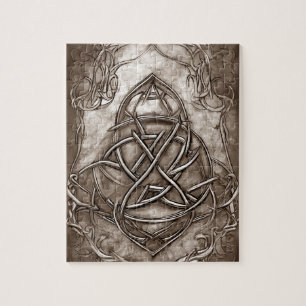 Triquetra Trinity Knot Sepia Faux Metallic Tin Legpuzzel