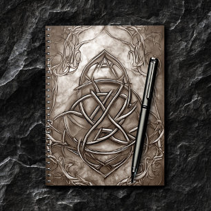 Triquetra Trinity Knot Sepia Faux Metallic Tin Notitieboek