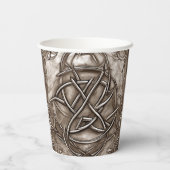 Triquetra Trinity Knot Sepia Faux Metallic Tin Papieren Bekers (Achterkant)