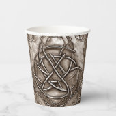 Triquetra Trinity Knot Sepia Faux Metallic Tin Papieren Bekers (Voorkant)