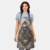 Triquetra Trinity Knot Sepia Faux Metallic Tin Schort (Gedragen)