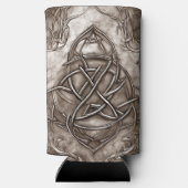 Triquetra Trinity Knot Sepia Faux Metallic Tin Seltzer Blikjeskoeler (Achterkant)