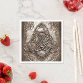 Triquetra Trinity Knot Sepia Faux Metallic Tin Servet (Insitu)