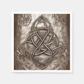 Triquetra Trinity Knot Sepia Faux Metallic Tin Servet (Voorkant)