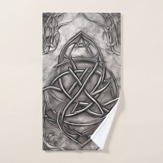 Triquetra Trinity Knot Silvery Pewter Faux Metal Bad Handdoek (Handdoek)