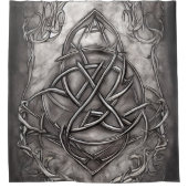 Triquetra Trinity Knot Silvery Pewter Faux Metal Douchegordijn (Voorkant)