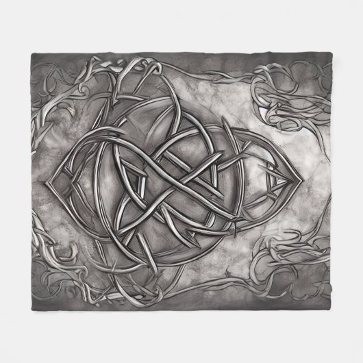 Triquetra Trinity Knot Silvery Pewter Faux Metal Fleece Deken (Voorkant (Horizontaal))