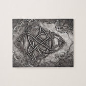 Triquetra Trinity Knot Silvery Pewter Faux Metal Legpuzzel (Horizontaal)