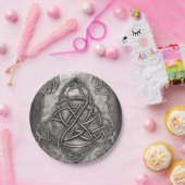 Triquetra Trinity Knot Silvery Pewter Faux Metal Papieren Bordje (Feest)