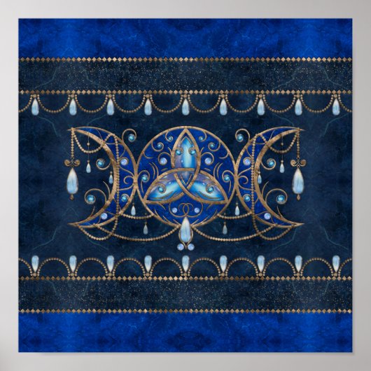 Triquetra Triple Moon Ornament met Moonstone Poster (Voorkant)