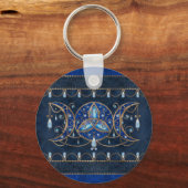 Triquetra Triple Moon Ornament met Moonstone Sleutelhanger (Voorkant)