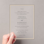 Trisha Aardse Neutrale Moderne Huwelijk Acryl Uitnodigingen<br><div class="desc">Moderne huwelijksuitnodigingen met een schoon ontwerp met serif- en scriptlettertypen.</div>