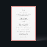Trisha Coral Roze Moderne bruiloft Kaart<br><div class="desc">Moderne huwelijksuitnodigingen met een schoon ontwerp met serif- en scriptlettertypen.</div>
