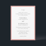 Trisha Coral Roze Moderne bruiloft Kaart<br><div class="desc">Moderne huwelijksuitnodigingen met een schoon ontwerp met serif- en scriptlettertypen.</div>