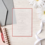 Trisha Coral Roze Moderne bruiloft Vellum Uitnodigingen<br><div class="desc">Moderne huwelijksuitnodigingen met een schoon ontwerp met serif- en scriptlettertypen.</div>
