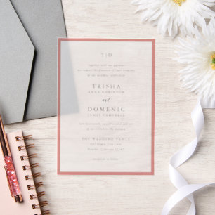 Trisha Coral Roze Moderne bruiloft Vellum Uitnodigingen