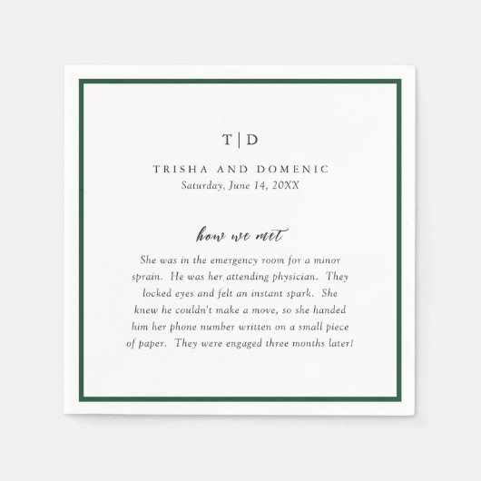 Trisha Emerald Green Modern Huwelijk Servet (Voorkant)