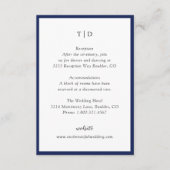 Trisha Navy Blauw Modern Huwelijk Informatiekaartje (Voorkant)