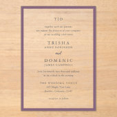 Trisha Paarse bruiloft Acryl Uitnodigingen (Voorkant)