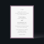 Trisha Paarse bruiloft Kaart<br><div class="desc">Moderne huwelijksuitnodigingen met een schoon ontwerp met serif- en scriptlettertypen.</div>